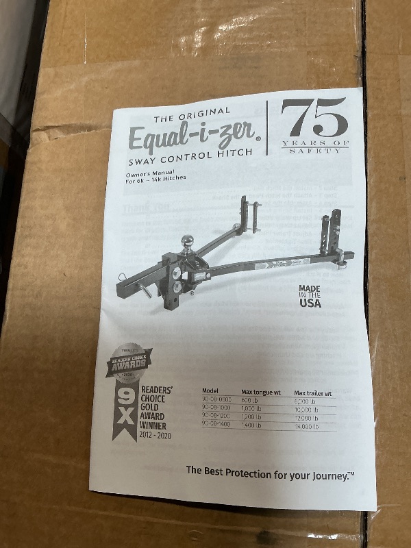 View 4 of ***MISSING PARTS**** Equal-i-zer 4-point Sway Control Hitch, 90-00-1001, 10,000 Lbs Trailer Weight Rating, 1,000 Lbs Tongue Weight Rating, Weight Distribution Kit DOES NOT Include Hitch Shank, Ball NOT Included