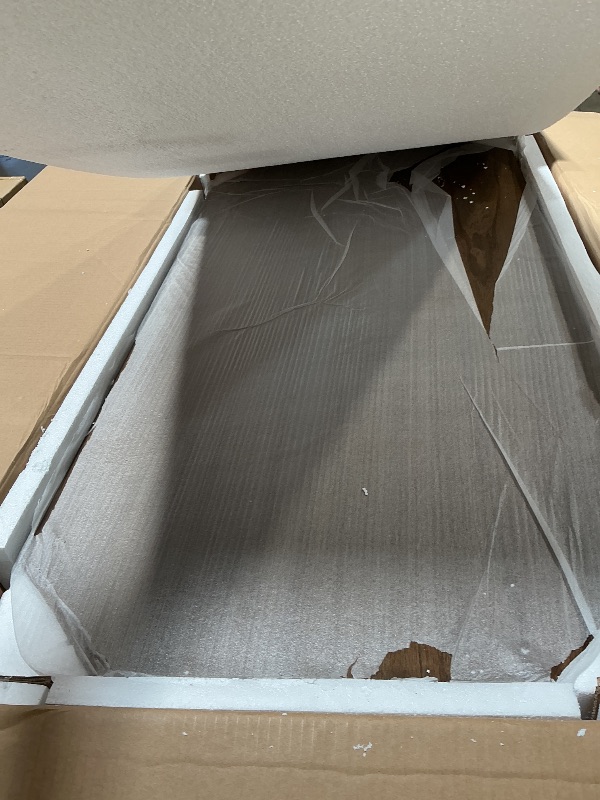 Photo 1 of ***MAJOR DAMAGE TO COFFEE TABLE***
Signature Design by Ashley Landocken Contemporary Occasional Table Set with Open Shelves and Casters, Set of 3, Light Brown & Blue