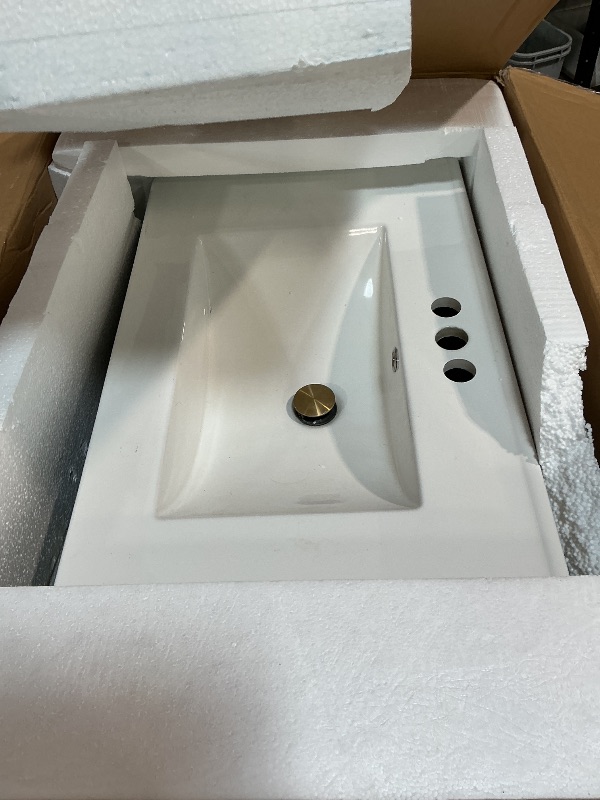 Photo 1 of ***FOR PARTS ONLY/ HAS DAMAGES( NON-MANUFACTURE MADE HOLES & SCUFFS)**** Merax 30" Bathroom Vanity with Ceramic Sink, 3 Drawers, Soft Close Doors and Long Gold Metal Handles, Olive Green Traditional Bathroom Sink Cabinet for Small Bathrooms, Floor Standin