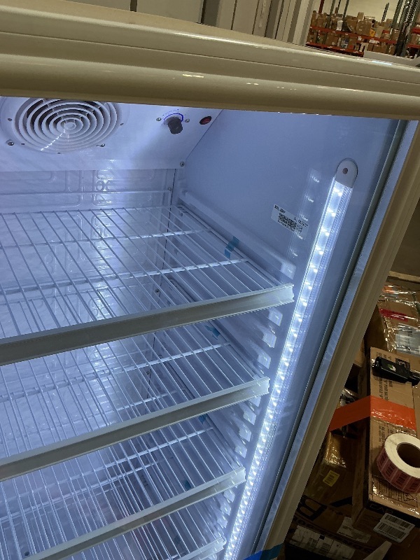 Photo 1 of **** SCRAPE/DENT DAMAGE. MISSING KEY*** Velivi Commercial Beverage Refrigerator, 24.5" Glass Door Display Fridge, 15 Cu.Ft Beverage Cooler with 5 Adjustable Shelves, Auto Rebound Door, Low Noise, for Shops, Restaurants & Bars WHITE