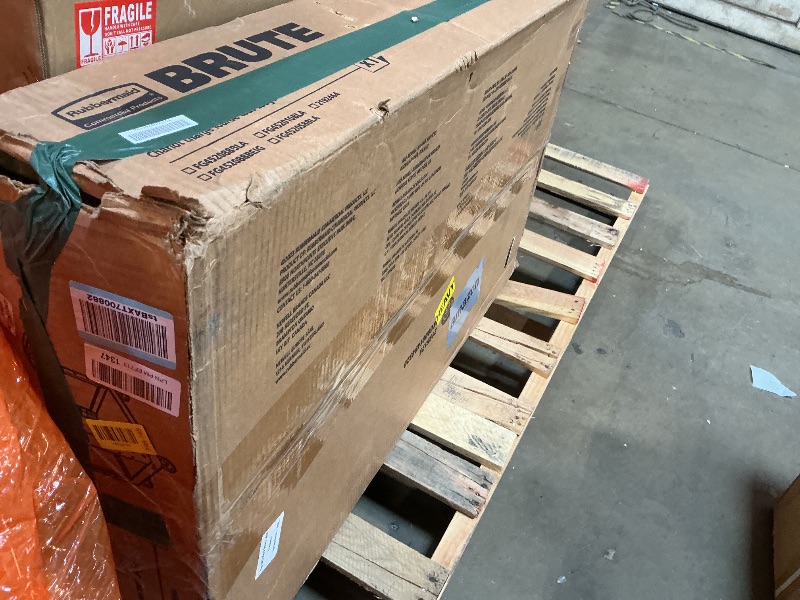 Photo 1 of *** FOR PARTS ONLY/ TOO DAMAGED*** *Rubbermaid Commercial Products 2-Shelf Utility/Service Cart, Medium, Black, Lipped Shelves, Ergonomic Handle, 500 Lbs Capacity, forfor Warehouse/Garage/Cleaning/Manufacturing