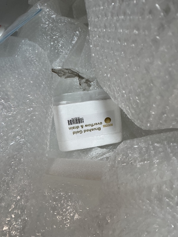 Photo 1 of ** scrape damage **WOODBRIDGE 67" Acrylic Freestanding Bathtub Contemporary Soaking White Tub with Brushed Gold Overflow and Drain,B0010-BG