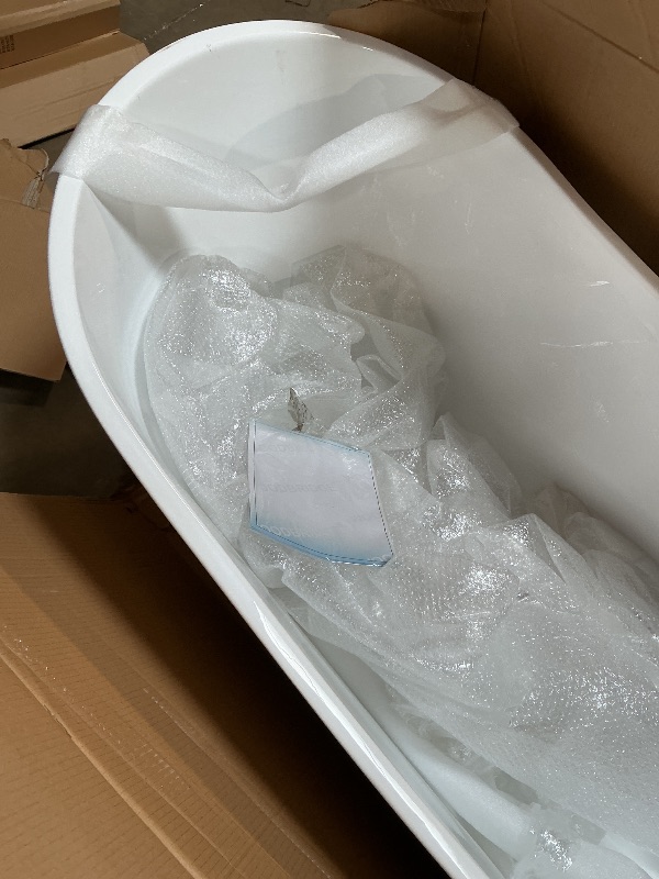 Photo 1 of ** scrape damage **WOODBRIDGE 67" Acrylic Freestanding Bathtub Contemporary Soaking White Tub with Brushed Gold Overflow and Drain,B0010-BG