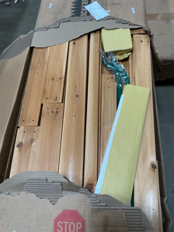 Photo 1 of ** two boxes. Minor scrap damage** Backyard Discovery Montpelier Cedar Wood Swing Set, Wave Slide, Clubhouse, Monkey Bars, Picnic Area, Snack Bar, Belt Swings, Trapeze, Balcony, Playhouse, Working Door, Ladder, Outdoor Playset