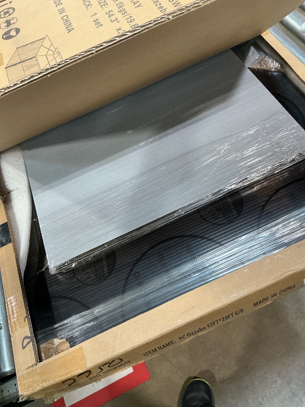 Photo 1 of ***6 BOXES MINOR SCRATCHES ***12'X20' Hardtop Gazebo, All-Weather Aluminum Frame Outdoor Canopy with Double Polycarbonate Roof, Permanent Outdoor Gazebo with Netting & Curtains for Garden, Lawns, Patio, Grey.