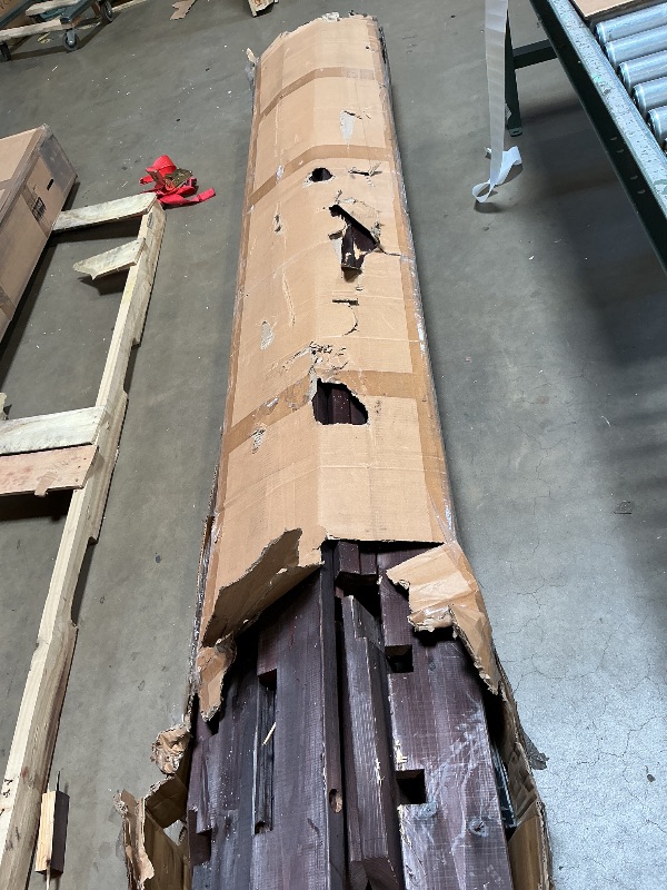 Photo 1 of *** CHIPPED WOOD PIECES ***Backyard Discovery Somerville 14 x 10 Walnut All Cedar Pergola, Durable, Quality Supported Structure, Snow and Wind Supported, Rot Resistant, Electrical Outlet with USB, Deck, Garden, Patio