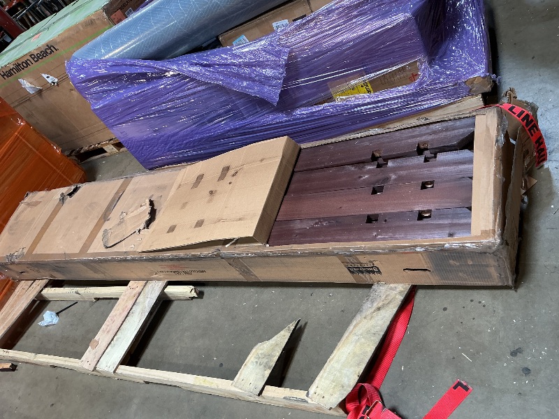 Photo 1 of *** CHIPPED WOOD PIECES ***Backyard Discovery Somerville 14 x 10 Walnut All Cedar Pergola, Durable, Quality Supported Structure, Snow and Wind Supported, Rot Resistant, Electrical Outlet with USB, Deck, Garden, Patio