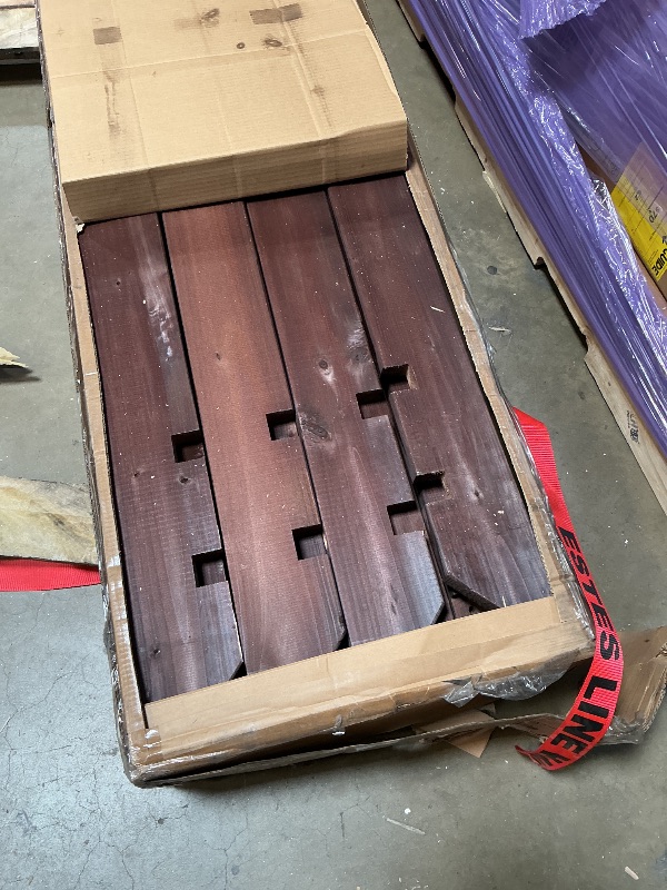 Photo 1 of *** CHIPPED WOOD PIECES ***Backyard Discovery Somerville 14 x 10 Walnut All Cedar Pergola, Durable, Quality Supported Structure, Snow and Wind Supported, Rot Resistant, Electrical Outlet with USB, Deck, Garden, Patio