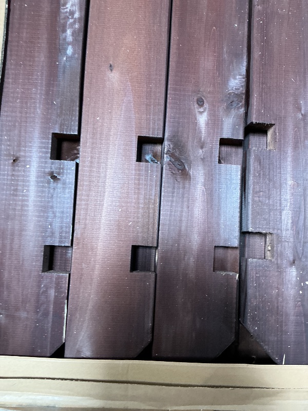 Photo 1 of *** CHIPPED WOOD PIECES ***Backyard Discovery Somerville 14 x 10 Walnut All Cedar Pergola, Durable, Quality Supported Structure, Snow and Wind Supported, Rot Resistant, Electrical Outlet with USB, Deck, Garden, Patio