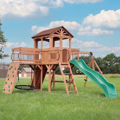 Photo 1 of ** three boxes and one slide. Dirt from transport.**Backyard Discovery Sterling Point Residential Wood Playset