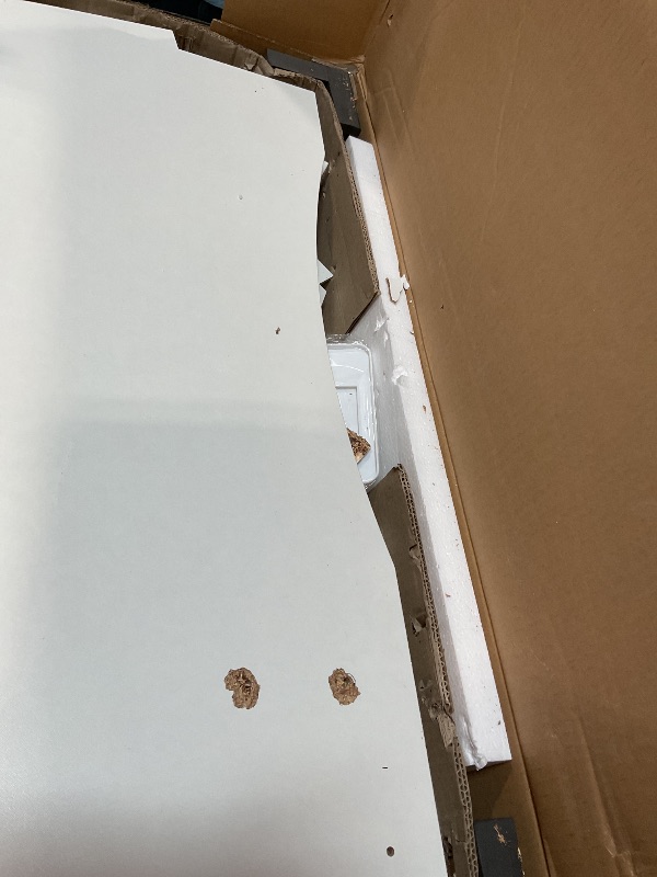 Photo 1 of ***HOLES IN THW WOOD ASSEMBLY PARTS COULD BE MISSING ***COMHOMA Makeup Vanity Desk with Mirror and Lights, Vanity Table and Chair Set with 5 Drawers & Charging Station, Modern Dressing Table for Girls, Stepless Dimmable & 3 Color Adjustable, Pearl White