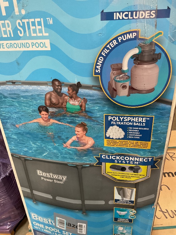 View 2 of **FOR PARTS ONLY/ NON-FUNCTIONAL*** Bestway 26325EP 18ft Ultra XTR Frame Deluxe Above Ground Swimming Pool Set with 1500 GPH Sand Filter Pump, Removable Ladder, Ground Cloth, Pool Cover, SuperTough, Puncture and Rust Resistant