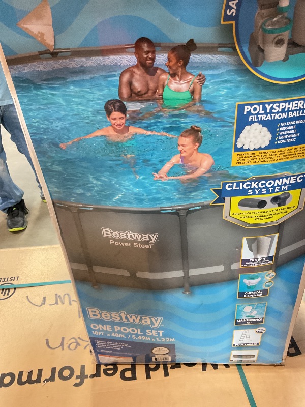 View 3 of **FOR PARTS ONLY/ NON-FUNCTIONAL*** Bestway 26325EP 18ft Ultra XTR Frame Deluxe Above Ground Swimming Pool Set with 1500 GPH Sand Filter Pump, Removable Ladder, Ground Cloth, Pool Cover, SuperTough, Puncture and Rust Resistant