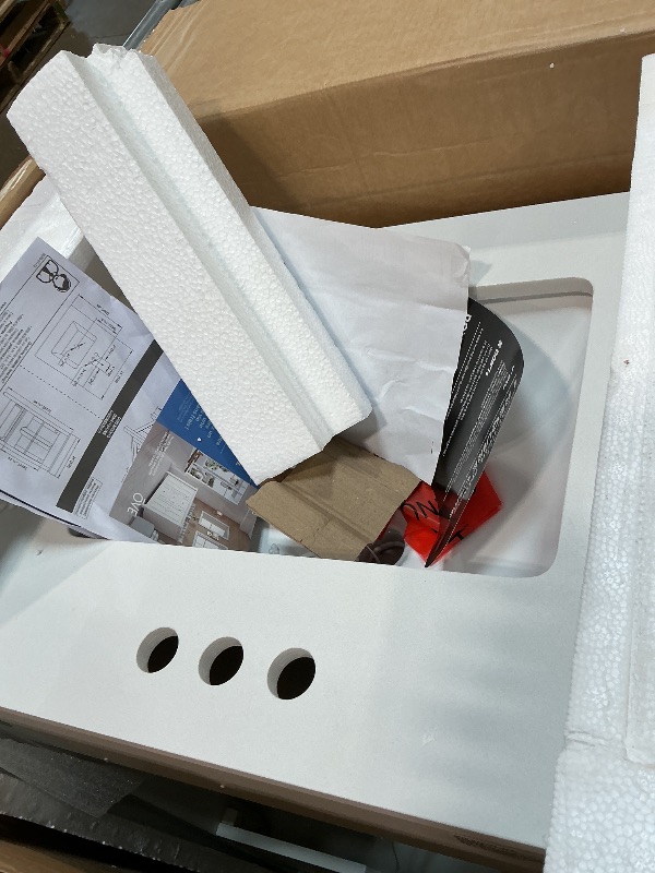 Photo 1 of ****RECOMENDED FOR PARTS/ MISSING ASSEMBLY PIECES (DOOR S & DRAWERS)**** OVE Decors Kansas 24" Single Sink Bathroom Vanity, Simply White