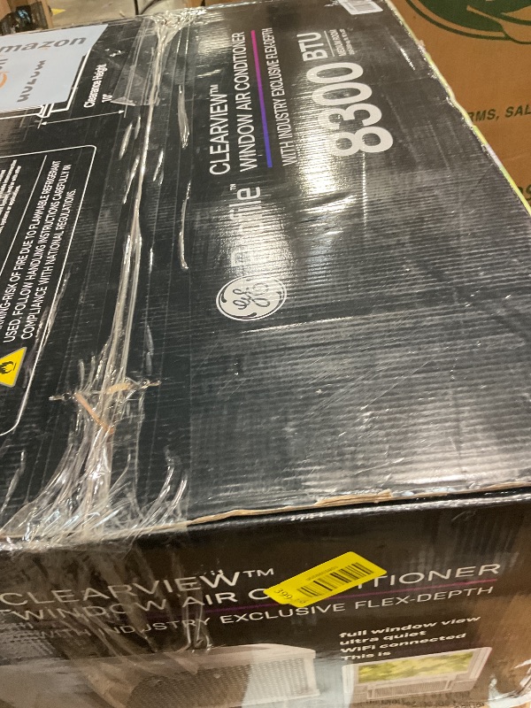 Photo 1 of ** corner of cover is cracked**GE Profile ClearView Window Air Conditioner Unit, 8,300 BTU, Energy Efficient Cooling up to 350 sq ft., Ultra Quiet, SMART Home Capable, Includes Remote, White