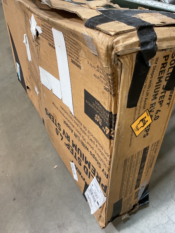 Photo 1 of ** scrapes/dirt **Lippert Solid Step 4.0 Premium Quad RV Camper Entry Steps with Lift Assist Gas Struts, 26" Step Width, XL Top Tread, 8" Rise, 500-lb. Weight Capacity, Adjustable Legs, Recessed Feet - 2024057000