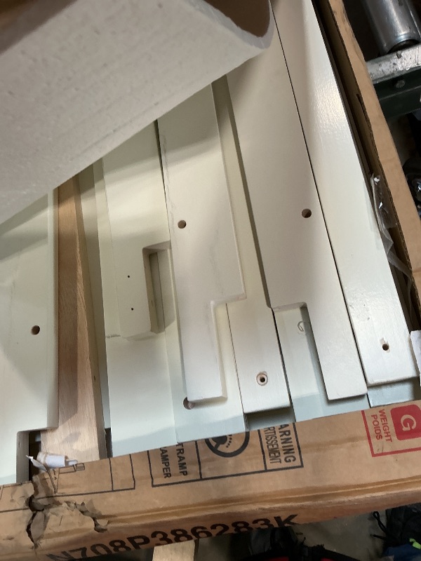Photo 1 of *** FOUR BOXES ***Merax Queen Size Murphy Bed with Storage and Lights, Hidden Fold-Out Legs, Foldable Murphy Cabinet Bed with Hook, Built-in Shelves & Cabinets, Wood Space-Saving Wall Bed for Guest Room Office, White