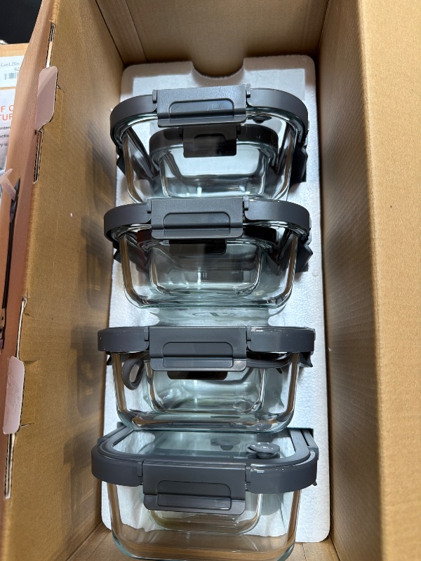 Photo 1 of ***Missing one*** BOROHOUSE 10-Pack Glass Food Storage Containers with Tempered Glass Lids – Borosilicate, Airtight, Oven-Safe (-4°F~950°F), BPA-Free, 4.4 & 1.6 Cup, Leak-Proof, Dishwasher Safe (Gray)