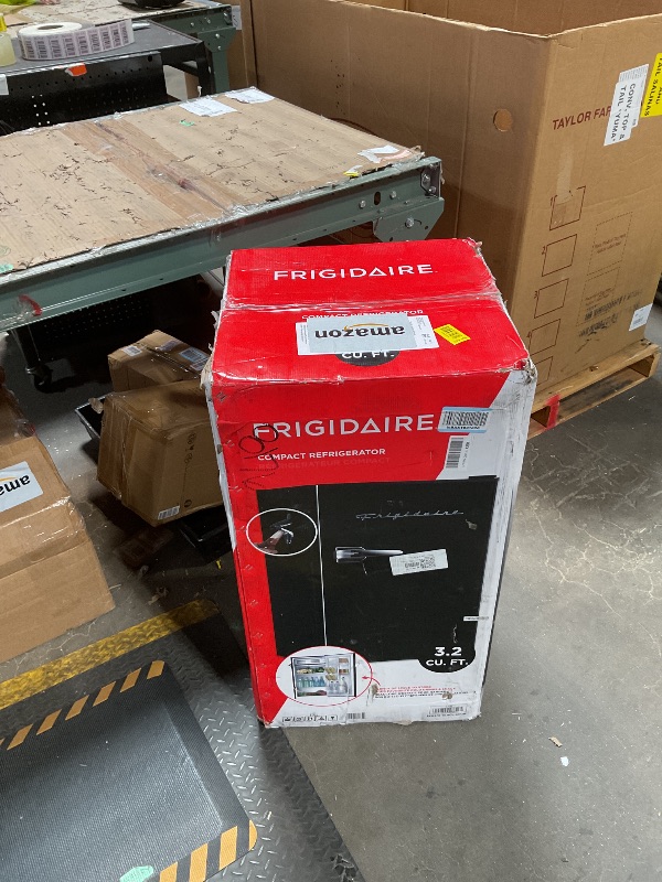 Photo 1 of * MAJOR DENT RIGHT SIDE ON FRIDGE DOOR* FRIGIDAIRE EFR376-BLACK 3.1 Cu Ft Black Retro Bar Fridge with Side Bottle Opener