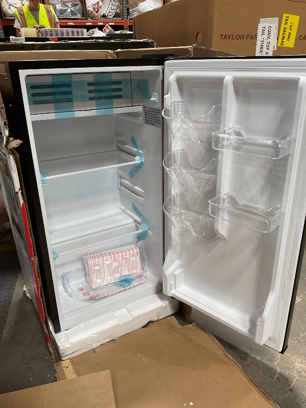 Photo 1 of * MAJOR DENT RIGHT SIDE ON FRIDGE DOOR* FRIGIDAIRE EFR376-BLACK 3.1 Cu Ft Black Retro Bar Fridge with Side Bottle Opener