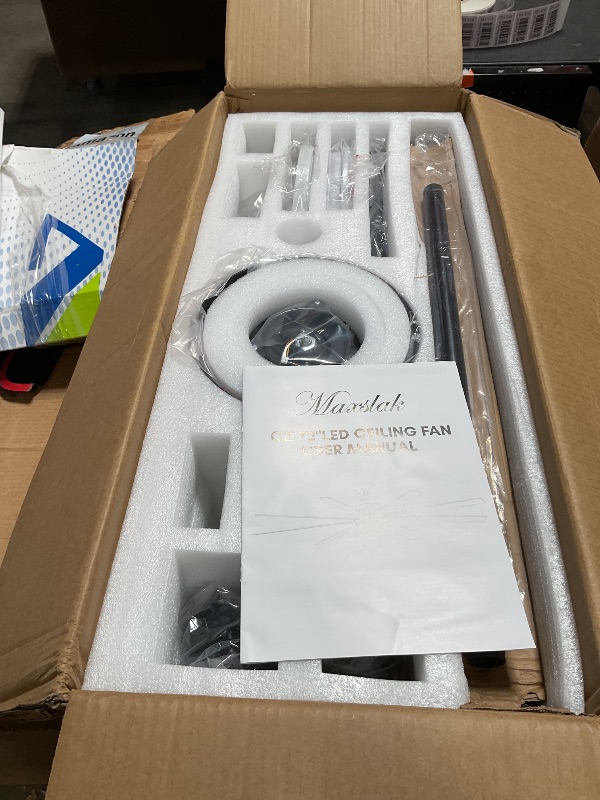 Photo 1 of **MISSING REMOTE**  Minislak 72Inch Large Black Ceiling Fans with Light and Remote Control,8 Wooden Blades,6-Speed,3CCT,Quiet Reversible DC Motor Indoor Outdoor Ceiling Fan for Patio/Living Room/Garden
