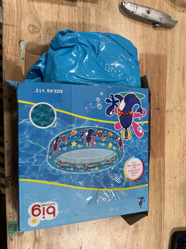 Photo 1 of 3 Rings Kiddie Pool for Toddler, 48”X12”?Kids Swimming Pool, Inflatable Baby Ball Pit Pool, Small Infant Pool (Blue)