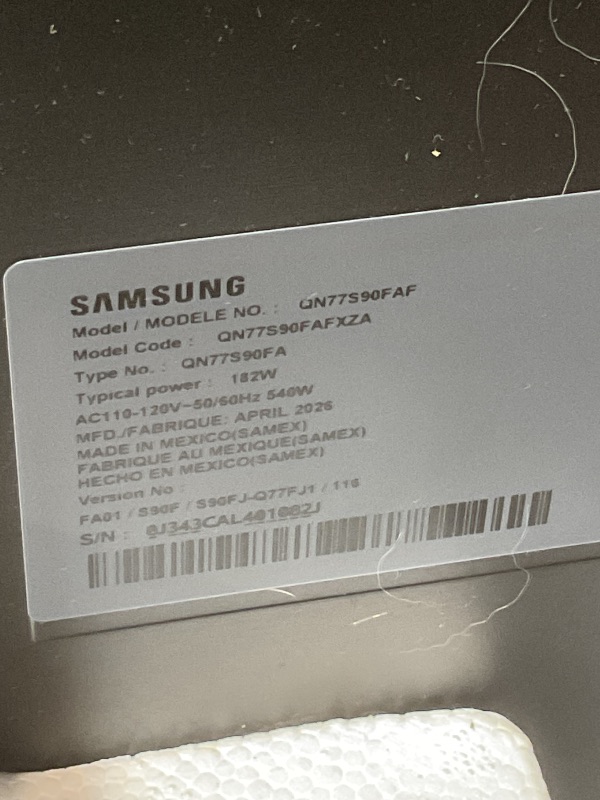 Photo 1 of ****DAMAGE TO SCREEN PARTS ONLY**** Samsung 77-Inch Class S90F Smart TV (2025 Model, 77S90F), NQ4 Gen3 Processor, Upscaling Pro, HDR+, Motion Xcelerator 144Hz, Vision, Alexa Built-in, 4K
