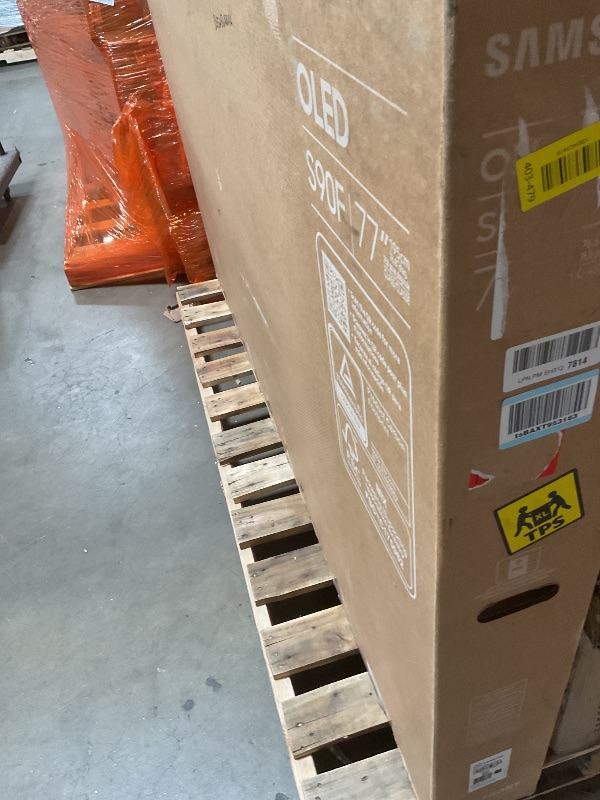 Photo 1 of ****DAMAGE TO SCREEN PARTS ONLY**** Samsung 77-Inch Class S90F Smart TV (2025 Model, 77S90F), NQ4 Gen3 Processor, Upscaling Pro, HDR+, Motion Xcelerator 144Hz, Vision, Alexa Built-in, 4K