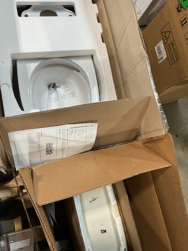 Photo 1 of *** MISSING THE TOILET COVER SEAT ***TOTO® Drake® Two-Piece Elongated 1.28 GPF Universal Height TORNADO FLUSH ® Toilet with 10 Inch Rough-In, CEFIONTECT®, and SoftClose® Seat, WASHLET®+ Ready, Cotton White - MS776124CEFG.10#01