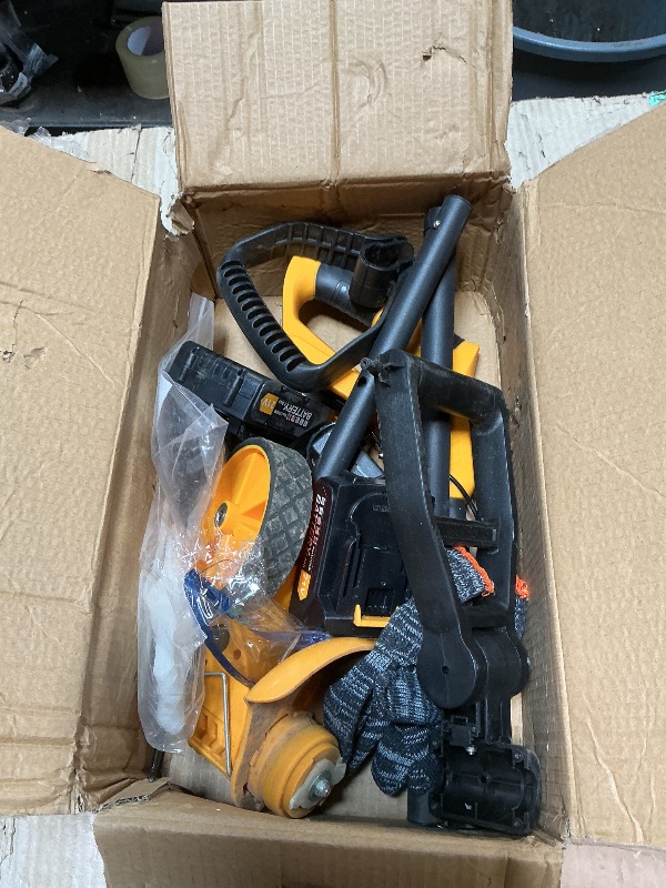 Photo 1 of ****EXTREMELY DIRTY**** Electric Weed Wacker Cordless with Wheels,Electric Weed Eater Battery Powered 4000mAh,4 in 1 Grass Trimmer/Brush Cutter/Grass Edger/Small Lawn Mower,No String Trimmer with Blade, 2 Battery (Yellow)