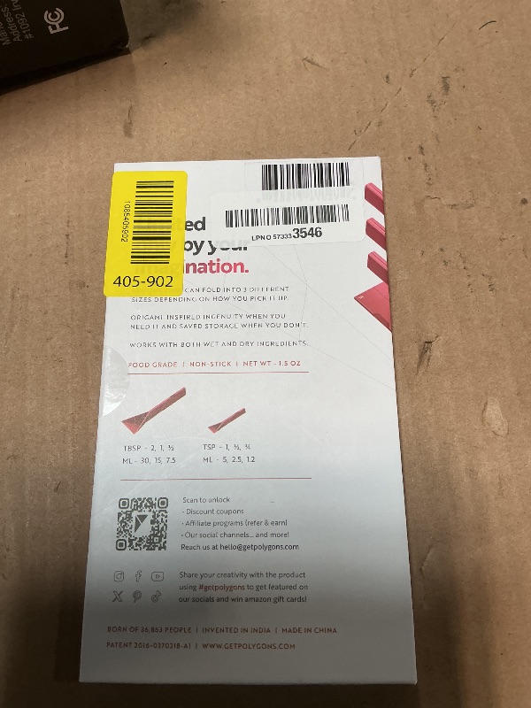 Photo 1 of ***DIRTY*** POLYGONS - Original Flat 3-in-1 Folding Measuring Spoons | 2 Spoons fold into 6 Sizes | Magnetic | DuraBend Tech lasts 100k+ folds | LeakProof for Wet & Dry | Gift Packaging | Baking/Cooking (Yellow)