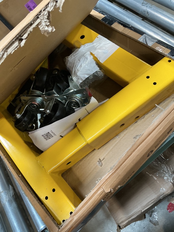 Photo 1 of ***INCOMPLETE SET/ BASE PIECE ONLY/ MISSING REST OF PIECES*** Garvee 2 Ton Engine Hoist with Lever, Hydraulic Cherry Picker Engine Crane, Heavy Duty Folding Shop Crane with 6 Casters, Engine Lift for Garage, Workshop, Yellow