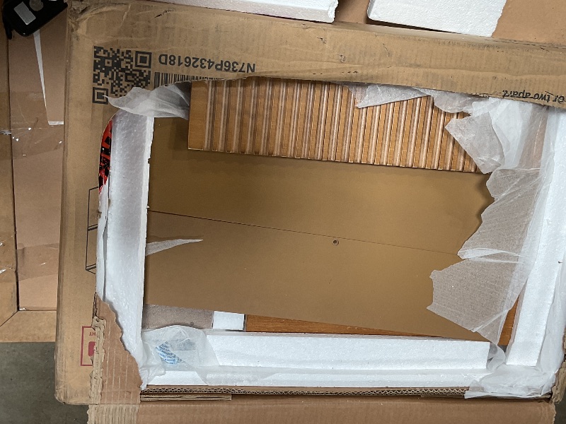 View 3 of ****INCOMPLETE SET ( ONLY 1 NIGHTSTAND) / ONLY BOX 1 OUT OF 2 BOXES/ MISSING 2ND BOX**** Christopher Knight Home 24" Mid Century Modern Nightstand Set of 2, Fluted Pedestal Wooden Bedside Table with 2 Drawers & Brass Knobs, Small End Table Side Table for 
