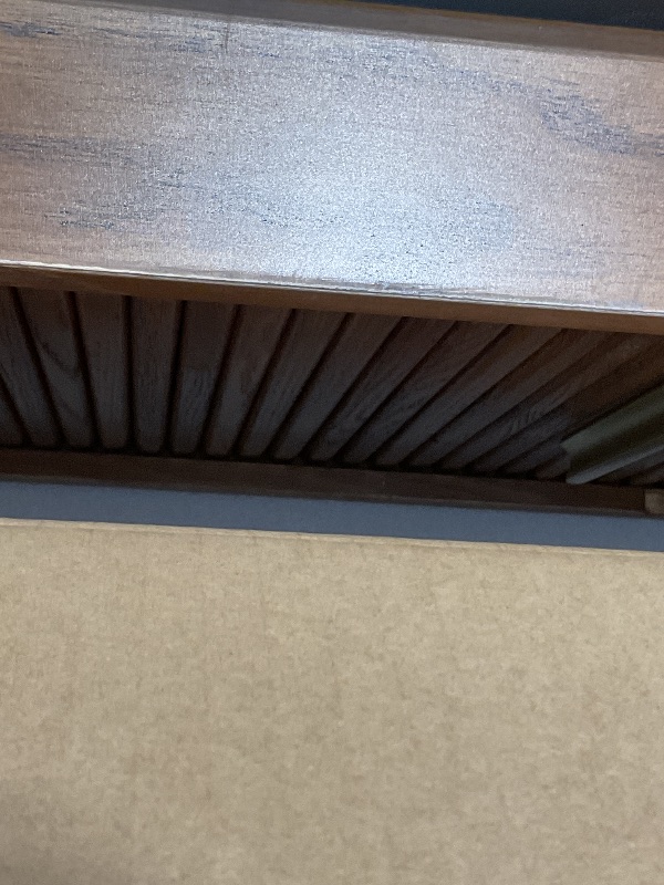 Photo 1 of **minor scratches/ holes. Missing hardware**POVISON Fully-Assembled Mid Century Modern TV Stand for 75+ inch TV, Sliding Door Entertainment Center with Storage, Wood TV Console, Media Console for Living Room Bedroom(Walnut, 94.49")