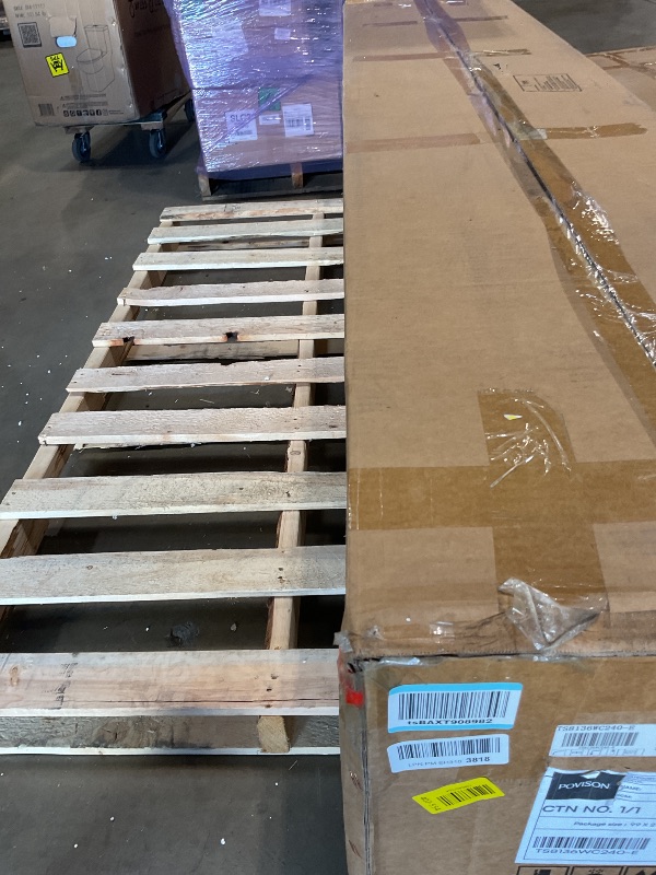 Photo 1 of **minor scratches/ holes. Missing hardware**POVISON Fully-Assembled Mid Century Modern TV Stand for 75+ inch TV, Sliding Door Entertainment Center with Storage, Wood TV Console, Media Console for Living Room Bedroom(Walnut, 94.49")