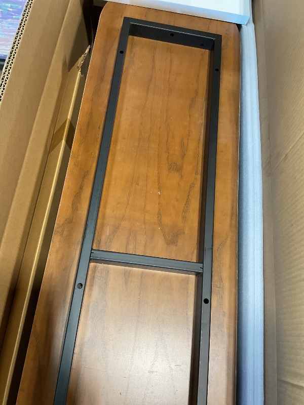 Photo 1 of **minor scratches/ holes. Missing hardware**POVISON Fully-Assembled Mid Century Modern TV Stand for 75+ inch TV, Sliding Door Entertainment Center with Storage, Wood TV Console, Media Console for Living Room Bedroom(Walnut, 94.49")