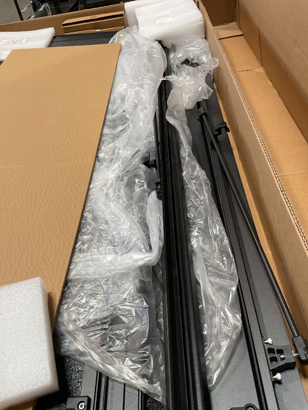 Photo 1 of ** missing seal strip **Rough Country Hard Tri-Fold Truck Bed Tonneau Cover for Ford F-150 (2021-26), Lightning (2022-26) - Aluminum Flip-Up Folding Bed Cover, Fits 5'7" (66.7") Bed