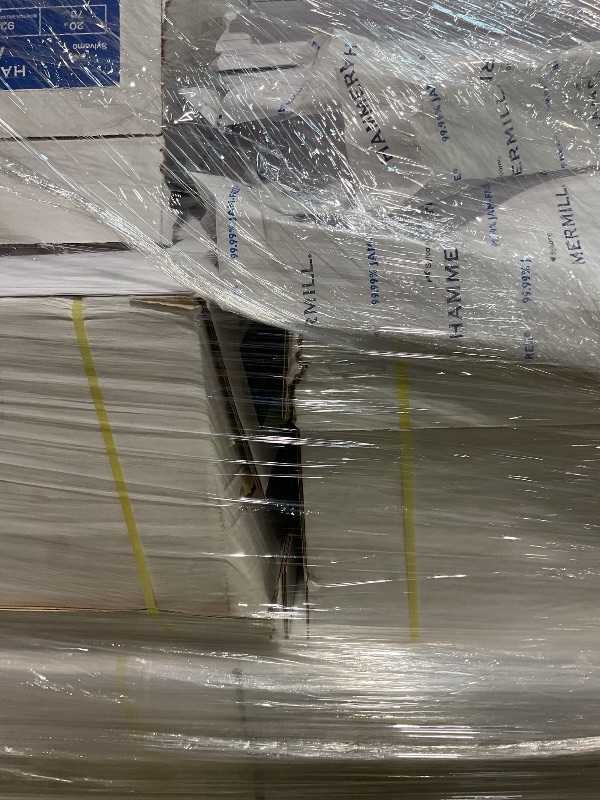 Photo 1 of ** WILL NEED A TRUCK FOR PICK UP. BENDING/FOLDING DAMAGE, A COUPLE CASES CAME LOOSE.**Hammermill A4 Paper, 20 lb Copy Paper (210mm x 297mm - 92 Bright, Made in the USA) - 1 Pallet, 40 Cases (200,000 Sheets)