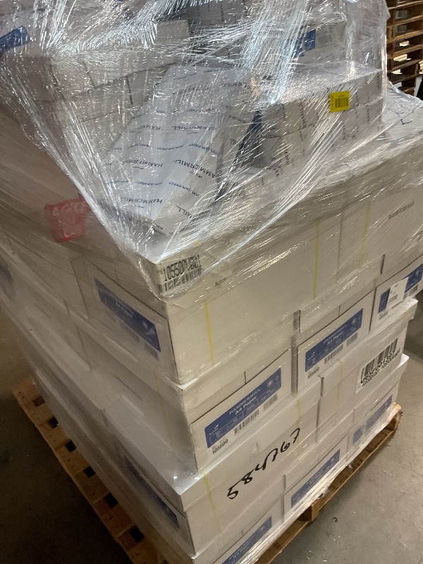 Photo 1 of ** WILL NEED A TRUCK FOR PICK UP. BENDING/FOLDING DAMAGE, A COUPLE CASES CAME LOOSE.**Hammermill A4 Paper, 20 lb Copy Paper (210mm x 297mm - 92 Bright, Made in the USA) - 1 Pallet, 40 Cases (200,000 Sheets)