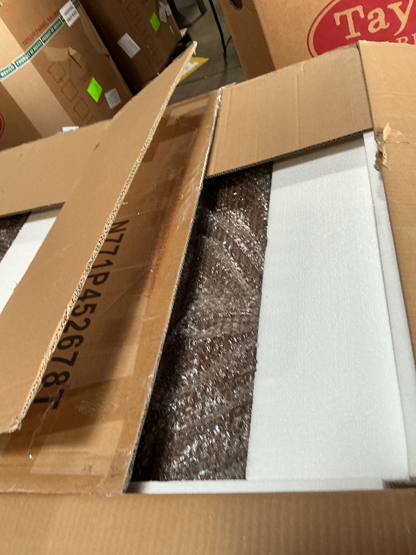 Photo 1 of ***6 BOXES MISSING 1 BOX***Christopher Knight Home 7 Piece Dining Table Set for 4-6, 88" Oval Dining Room Table Set with 6 Upholstered Rattan Back Chairs, Modern Farmhouse Kitchen Table and Chairs Set for Dining Room, Walnut