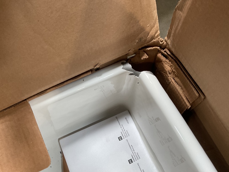 Photo 1 of ** major corner damage **KOHLER Iron/Tones® 33" Top-/Undermount Kitchen Sink, Single Bowl Kitchen Sinks, K-5707-0, White