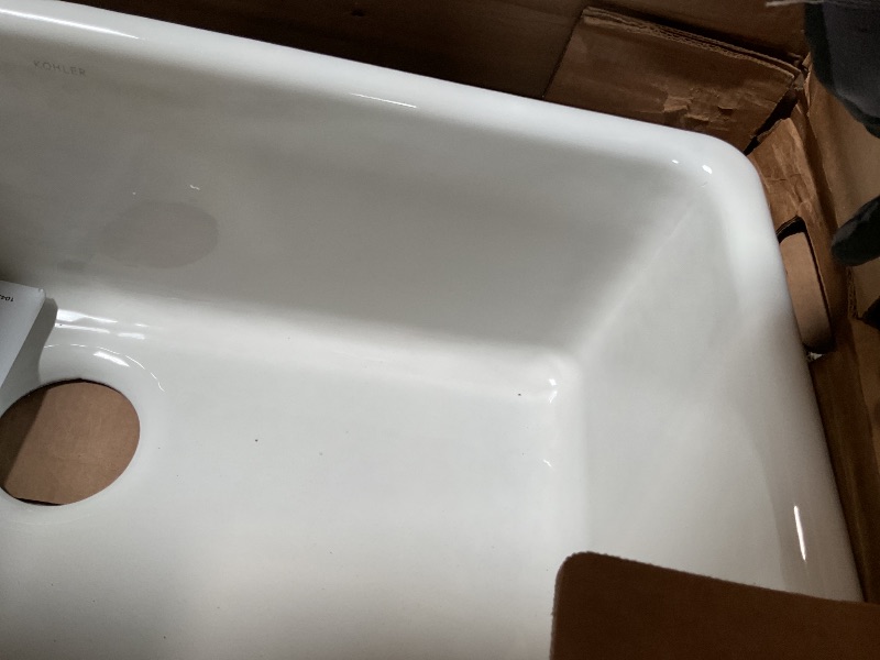 Photo 1 of ** major corner damage **KOHLER Iron/Tones® 33" Top-/Undermount Kitchen Sink, Single Bowl Kitchen Sinks, K-5707-0, White