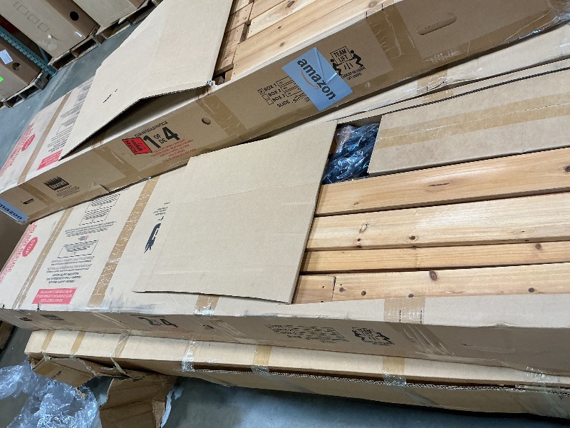Photo 1 of *** SLIDE TAKEN OUT OF BOX 4, BUT BOX 4 missing ***Backyard Discovery Sterling Point Cedar Wood Swing Set with Wave Slide, Raised Clubhouse, Wooden Bridge, Rock Wall, Belt Swings, Web Swing, Trapeze, Balcony, Climbing Wall, Ladder, Outdoor Playset