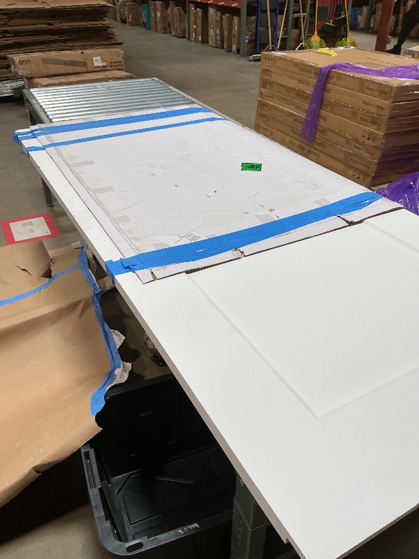 Photo 1 of *** MISSING HARDWARE AND MINOR SCRATCHES ***BarnSmith 36"x84" Concealed Sliding Barn Door, 2 Panel White Primed Hidden Barn Door with Soft Close Installation Hardware and Double Sided Pulls Included, Pre-Assembled Panel