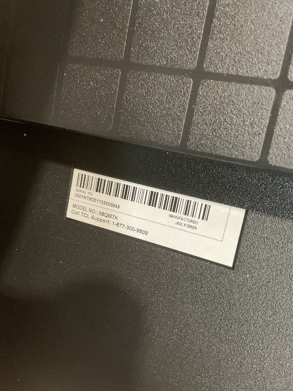 Photo 1 of **NO POWER CORD UNABLE TO TEST** TCL 98 Inch Class QM7K Series | Mini LED QLED 4K HDR | 98QM7K, 2025 Model | 120HZ-144HZ Anti Reflective Screen Smart Google TV Dolby Atmos Onkyo Audio | Voice Remote Alexa Gaming Streaming Television