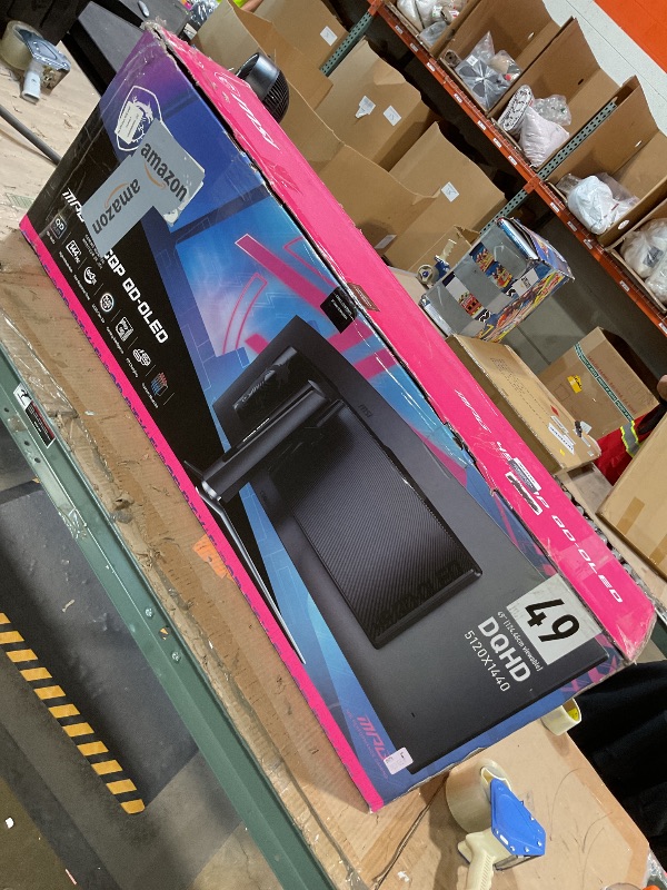 Photo 1 of **NO POWER CORD FOR TESTING**msi MPG 491CQP QD-OLED, 49 Curved OLED Gaming Monitor, 5120 x 1440 (DQHD), FreeSync Premium Pro, 0.03ms Response time, 144Hz, True Black HDR 400, HDMI, DP Port, USB Type C, Tilt, Height