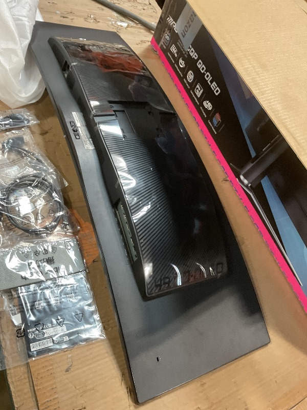 Photo 1 of **NO POWER CORD FOR TESTING**msi MPG 491CQP QD-OLED, 49 Curved OLED Gaming Monitor, 5120 x 1440 (DQHD), FreeSync Premium Pro, 0.03ms Response time, 144Hz, True Black HDR 400, HDMI, DP Port, USB Type C, Tilt, Height