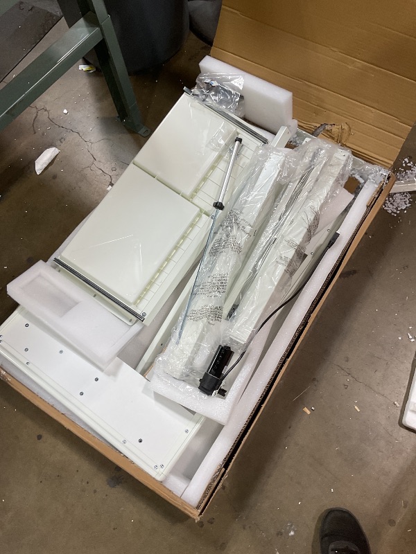Photo 1 of **SHATTERED GLASS TOP FOR PARTS ONLY**Marsail 40 x 24 inch Glass Standing Desk with 4-Zone Drawer Storage, White