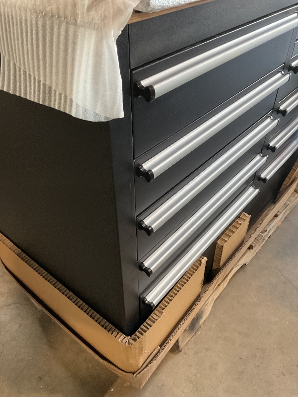 Photo 1 of ** SCRAPE DAMAGE ON THE CORNER. DENT DAMAGE ON HANDLE** MilleLoom Tool Chest, 61 Inch Tool Box Mobile 9 Drawers Storage Rolling Cabinet with Wheels Lock Key Locking System Drawer Liners for Garage Warehouse Repair Shop, Black