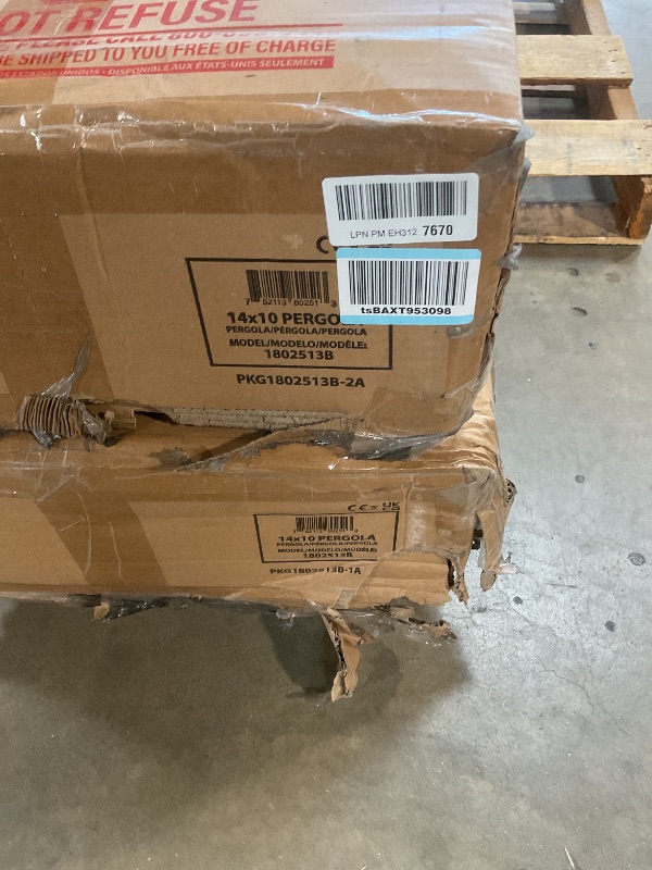 Photo 1 of ** two boxes. Scrape damage on multiple pieces.**Backyard Discovery Beaumont 14' x 10' Traditional Cedar Wood Pergola Kit with Trellis Roof, All-Season Durability, High-Wind Rating, PowerPort, Shade for Outdoor Patio, Deck, Garden, and Entertaining